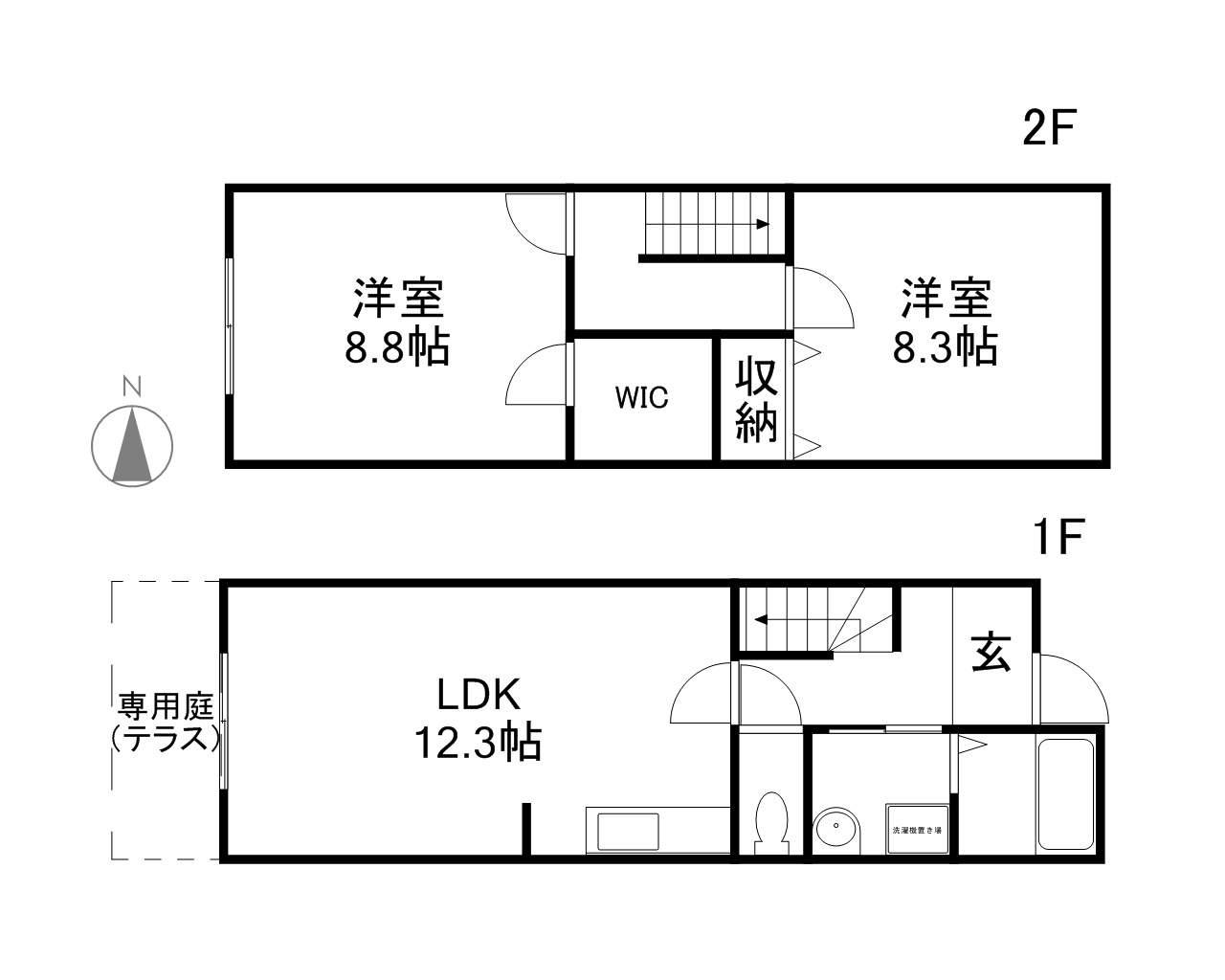 アーバンライフ庭瀬(2LDK/1階)の間取り写真