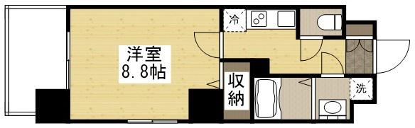 グランフォンテーヌ奉還町(1K/3階)の間取り写真