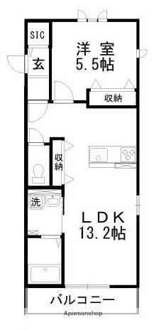 ALBAⅧ(1LDK/1階)の間取り写真