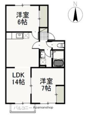プレベルジュB(2LDK/2階)の間取り写真