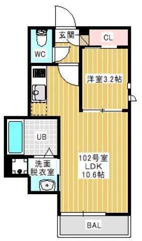 GRANDTIC SAKURA(1LDK/1階)の間取り写真