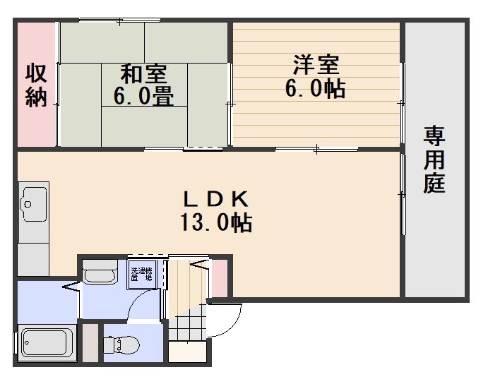 ディアス30C棟(2LDK/1階)の間取り写真