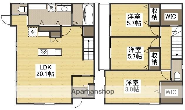 山陽本線 万富駅 徒歩68分 2階建 築3年(3LDK)の間取り写真