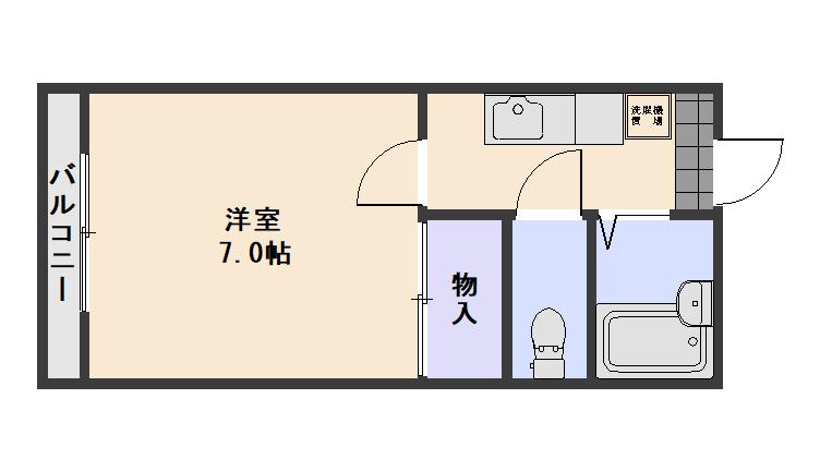 竹田レジデンスA(1K/1階)の間取り写真