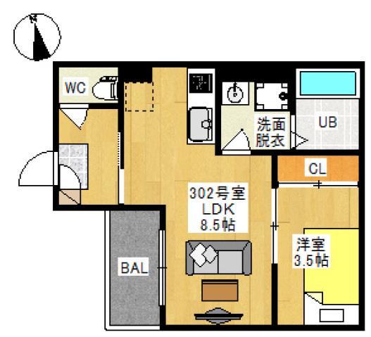 REGALEST 神田町Ⅲ(1LDK/3階)の間取り写真