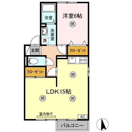 ボヌール(2DK/2階)の間取り写真