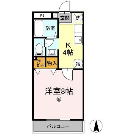 ライフ西市(1K/3階)の間取り写真