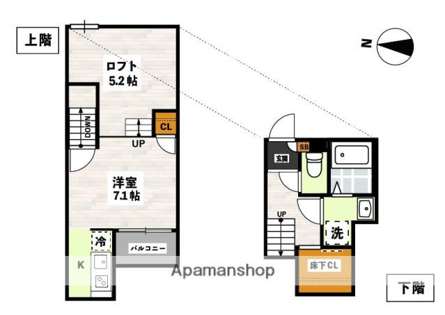 ADC高島駅南GLEE(ワンルーム/2階)の間取り写真