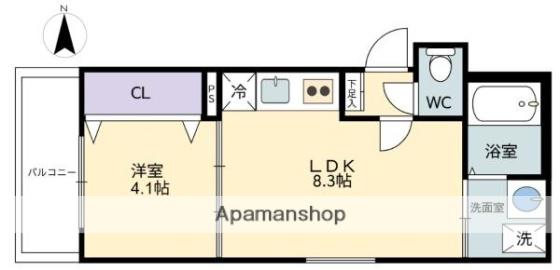 RIVER CITY 西川原(1LDK/2階)の間取り写真