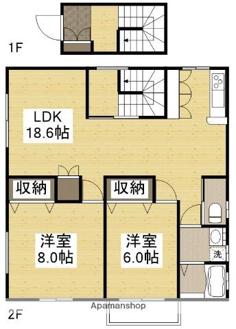 南輝1丁目(2LDK/2階)の間取り写真