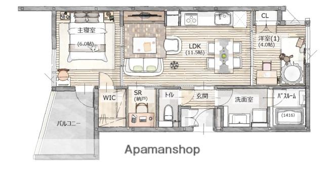 ETENA中仙道西 北棟(2LDK/2階)の間取り写真