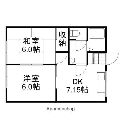 ハミングバード和気(2DK/1階)の間取り写真