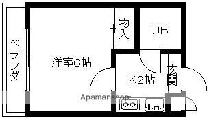 津倉さつきマンション(1K/3階)の間取り写真