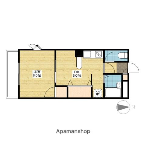 パーク三同(1DK/5階)の間取り写真