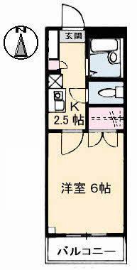 ハッピーハイツ今(1K/1階)の間取り写真