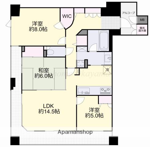エンヴィーズライフ岡山大雲寺前(3LDK/7階)の間取り写真
