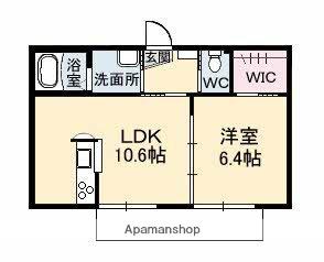 オリーブコートA棟(1LDK/1階)の間取り写真