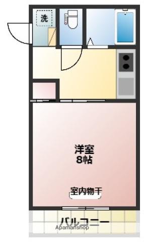 パークプレイス西川原Ⅱ棟(1K/1階)の間取り写真