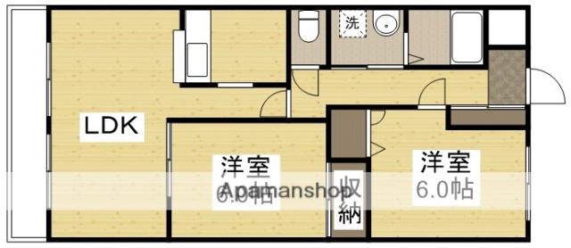 カサブランカ奥田(2LDK/3階)の間取り写真