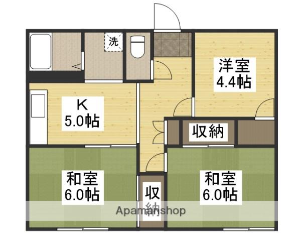 パークハイツ花尻(3K/2階)の間取り写真