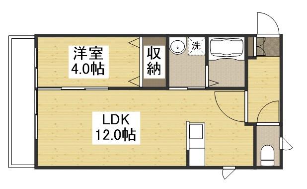 コンシェルジュ福井A棟(1LDK/2階)の間取り写真