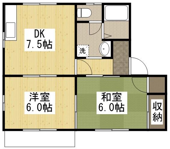 タウニィ小橋(2DK/1階)の間取り写真