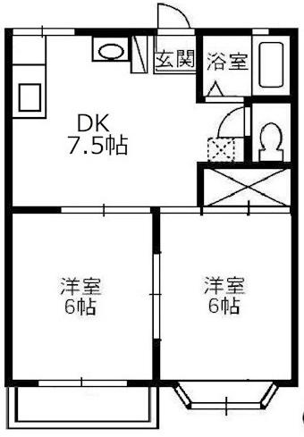 アンジェリーク福島(2DK/2階)の間取り写真
