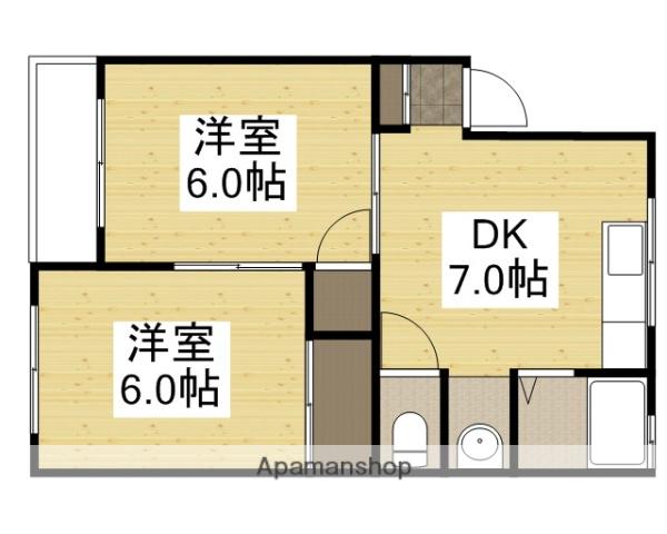 コーポチェリー(2DK/1階)の間取り写真
