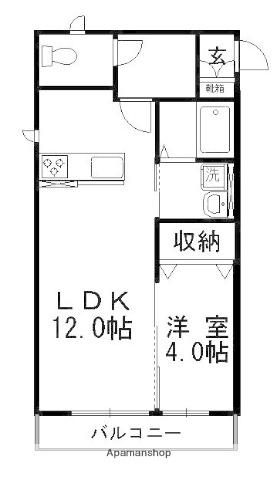 コンシェルジュ福井B棟(1LDK/2階)の間取り写真