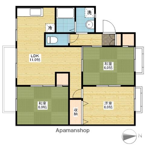 シャトル平福A(3LDK/2階)の間取り写真