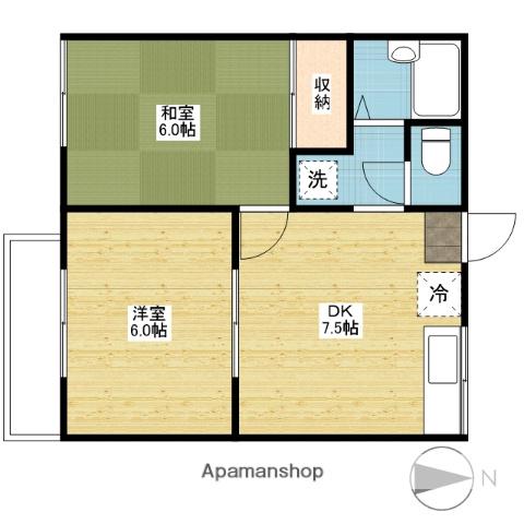 レジデンス乙多見(2DK/1階)の間取り写真