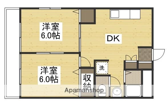 西川コーポ(2DK/6階)の間取り写真