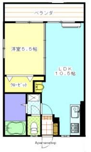 西川コーポ(1LDK/4階)の間取り写真