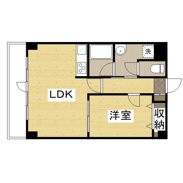 敷島ビル(1LDK/6階)の間取り写真
