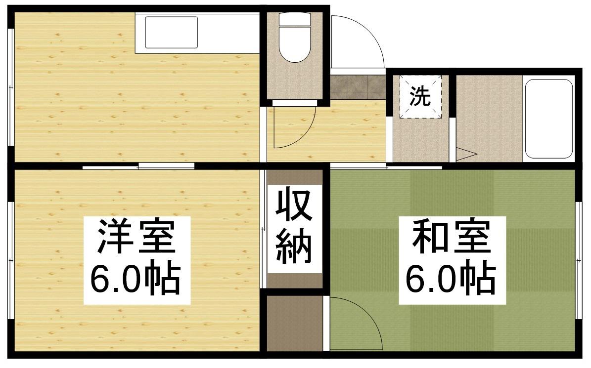 サニーハイツ茶屋町(2K/1階)の間取り写真