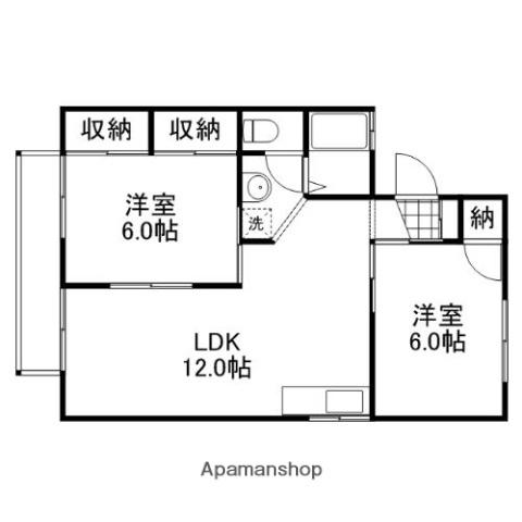 エステートSAKI C棟(2LDK/1階)の間取り写真