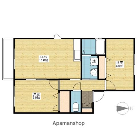 ラ・パルテール高屋壱番館(2LDK/1階)の間取り写真