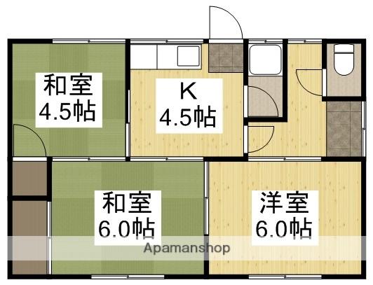 宇野線 備前西市駅 徒歩34分 1階建 築36年(3K)の間取り写真