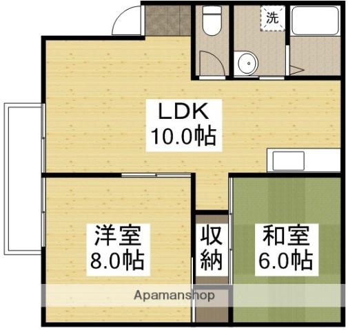 グランドゥールクロズミD(2LDK/2階)の間取り写真