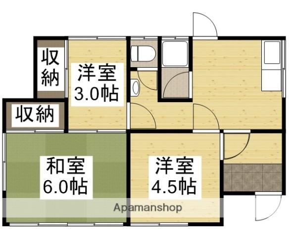 山陽本線 倉敷駅 徒歩33分 1階建 築58年(3DK)の間取り写真
