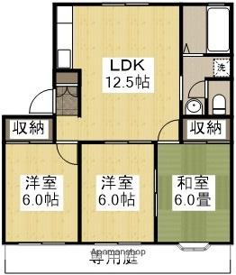 センスフルタウン西王寺Ⅰ E(3LDK/1階)の間取り写真