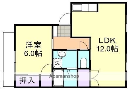 サンワハイムC棟(1LDK/1階)の間取り写真