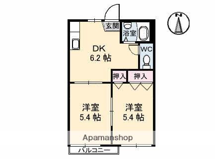 パークハイツA棟(2DK/2階)の間取り写真