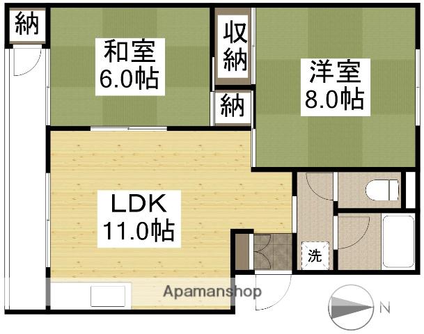 津倉マンションA棟(2LDK/3階)の間取り写真