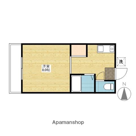ウエスト岡山Ⅱ(1K/2階)の間取り写真