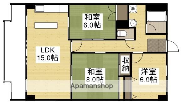 サニーハイム岡山(3LDK/5階)の間取り写真