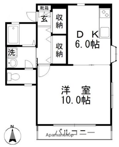 ジンジャエールⅡ(1DK/1階)の間取り写真