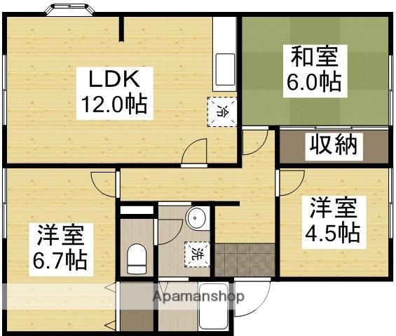 サンビレッジ南輝A(3LDK/1階)の間取り写真