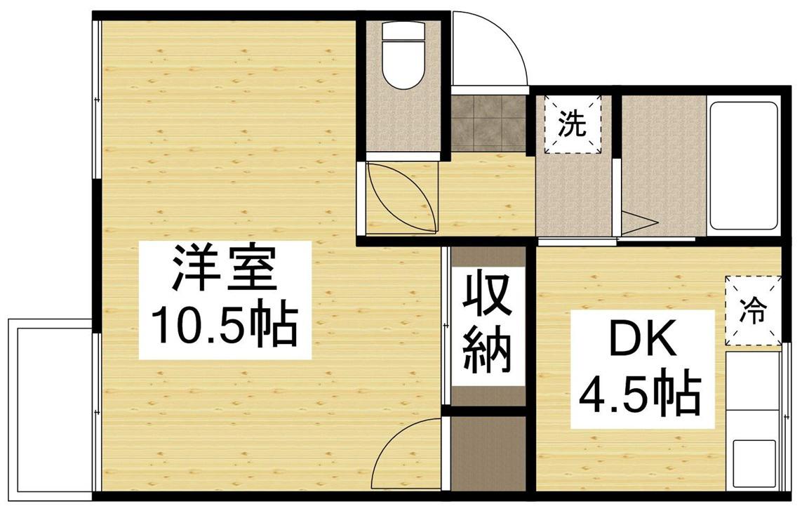 プレジール藤崎(1DK/1階)の間取り写真
