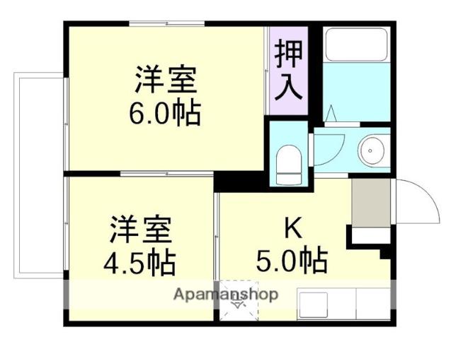 るーらんB棟(2K/1階)の間取り写真